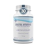 Coastal Vitamins L-Methylfolate 15 mg (15000 mcg) Maximum Potency Active Folate, 5-MTHF, Additive/Filler Free, Gluten Free, Non-GMO, Vegetarian Capsules 30 Count