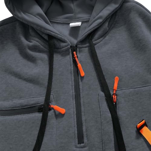 Mens Hoodie Drawstring Quarter Zip Up Pullover Sweatshirts Drop Shoulder 2025 Casual Fall Winter Pullover with Pocket4