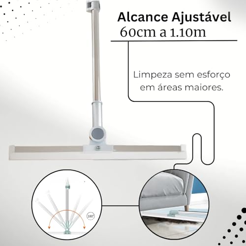 Rodo e Vassoura Mágica 2 em 1 com Raspador de Silicone 50cm, Multifuncional para Limpeza de Vidros,