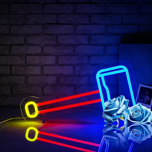 Image of Neon Sign, FPLL Neon Signs for Wall Decor Blue Red LED Signs for Man Cave Game Room Home Party Birthday Decor Bar Beer Sign - USB Powered