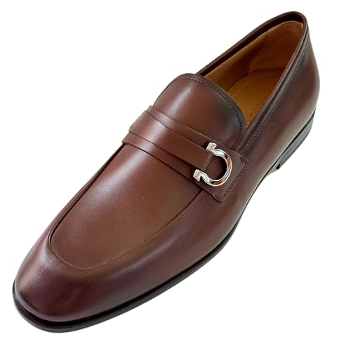Florio Gancini Buckle Strap Loafers Brown Leather Men's Slip-on (Salvatore