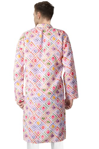 Chandrakala Slim Fit Printed Kurta for Men Cotton Long Sleeve Straight Tunic (MK114-P)3