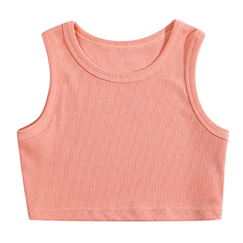 Toddler Kids Girls Dance Tank Top Baby Racerback Crop Vest Top Sleeveless Sports Dance Top for Ballet (Pink, 2-3 Years)