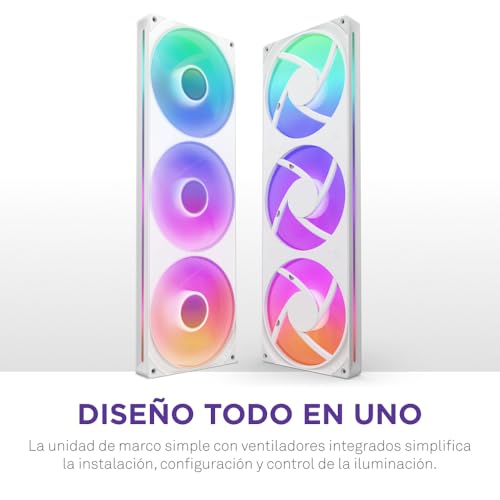 NZXT F420 RGB Core Unidad de ventilador de marco único - 420mm con 3 ventiladores RGB de 140mm - Control de velocidad e iluminación - Alta presión estática y flujo de aire - Blanco - imagen 5