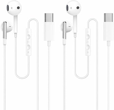 2 Pack USB-C Wired Earphones for HONOR 400/200 with In-Ear Headphones