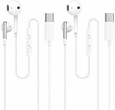 2 Pack USB C Earphones for Google Pixel 10A/10 Pro XL/Pixel 9A/Pixel 9/Pixel 9 Pro XL Fold Type C Wired Earbuds with Volume Control, HiFi Stereo Sound & Deep Bass, In-Ear Digital Headphones (WHITE)