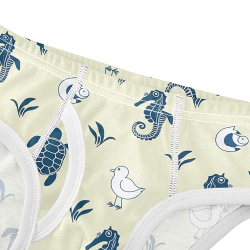 CHIFIGNO Boys' Underwear Nautical Seahorses Turtles Yellow Little Boy Briefs Printed Cotton Briefs Underwear4