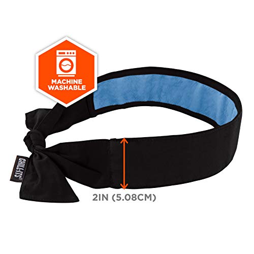 Image of Ergodyne Chill Its 6700CT Cooling Bandana, Lined with Evaporative PVA Material for Fast Cooling Relief, Tie for Adjustable Fit, 2-Pack Black