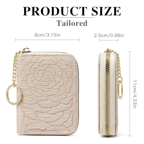 Image of RNIEGA Credit Card Holder RFID Blocking Small Wallet for Women Vegan Leather Card Case Wallets with Zipper Keychain