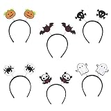 Halloween Headband 6pcs, Ghost Bat Spider Pumpkin Skull Ghoul Hair Hoop for Women Girl Kids, Hallowe