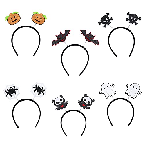 Halloween Headband 6Pcs, Ghost Bat Spider Pumpkin Skull Ghoul Hair Hoop For Women Girl Kids, Halloween Cosplay Custom Head Decoration #TOP7