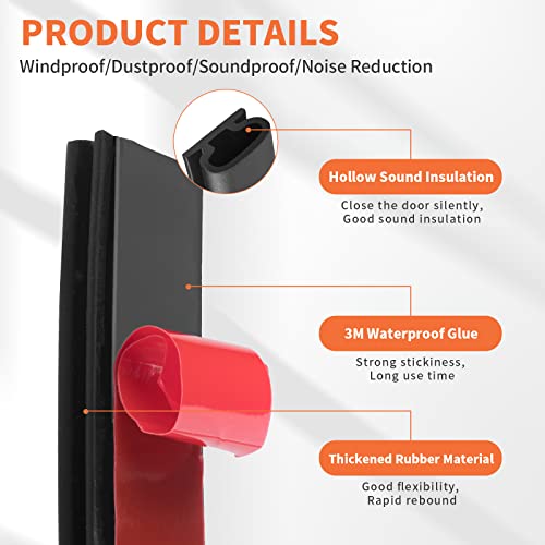 80 Feet Rubber Weather Stripping Door Seal Strip, Solike 3M Self-Adhesive Backing Door Weatherstripping For Door Frame Soundproofing Insulation Blocker, Easy Cut To Size With Tailor Scissors(Black) #TOP2