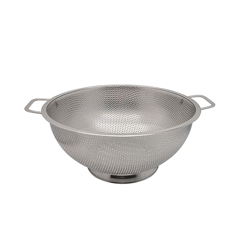 Fox Run Large Stainless Steel Colander, 5 Quart Pasta Strainer With Handles, 11” x 13.5” x 5”
