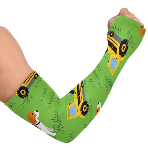 Cooling Arm Sleeves for Men Women UV Sun Protection Arm Covers Dog Truck Compression Sleeves Sports Football Golf Cycling