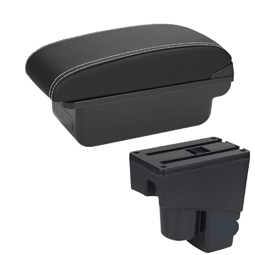 POZMNGTI Armrest Compartment Fit For Honda Jazz Armrest Box 2003-2007 Arm Storage Box Car Accessories(C3 Black white NOUSB)