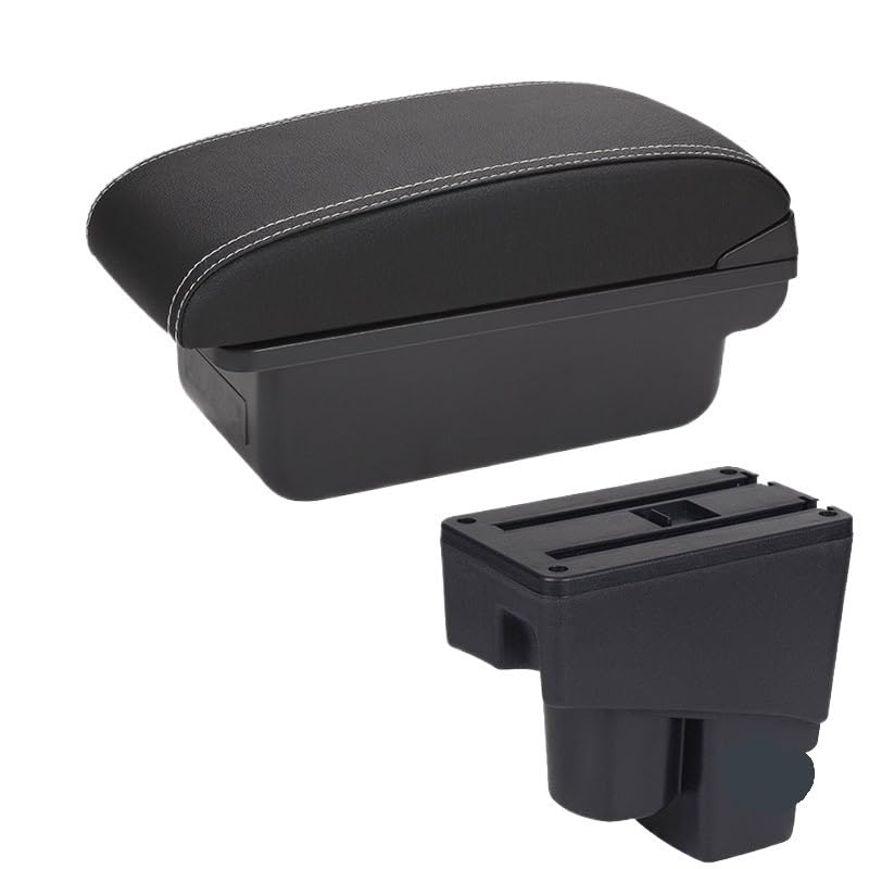 Bandeja de Silicona para Consola Reposabrazos compatible con Honda Jazz (2003-2007), caja de almacenamiento para el brazo, accesorios para el coche.(C3 Black white NOUSB)
