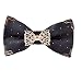 Hello Tie Solid Silver Dot Gold Edge Luxurious Pre-tied Bow Ties Black