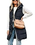 Tanming Women’s Long Puffer Vest with Hood