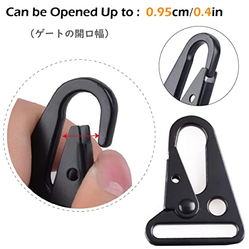 Triwonder Enlarged Mouth Clips Hk Hook Heavy Duty Snap Hooks Sling Clips For Paracord Outdoors Bag Backpack (1" Black (12-Pack)) #TOP2