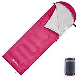 KingCamp Schlafsack Deckenschlafsack Camping Outddor 3-4 Jahreszeiten für Erwachsene Kinder Ultraleicht Warm Waschbar beim Reisen und Abenteuern, (Rosa L Zip, 220×75cm)