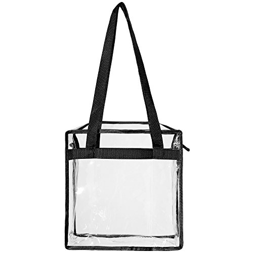Bagail Clear Bags Stadium Approved Clear Tote Bag With Zipper Closure Crossbody Messenger Shoulder Bag With Adjustable Strap(12 Inch X 12 Inch X 6 Inch,Black) #TOP4