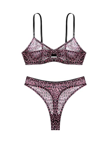 Image of Lilosy Sexy Mesh Sheer Underwire Push Up Lingerie Set Lingerie Set