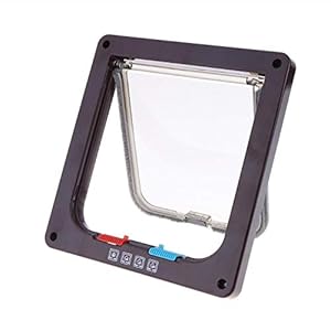 HNTKSM Huisdier deur, kat flap huisdier deur 4 weg afsluitbare hond kat kat kat kat deur veiligheid flap deur plastic S/M/L dier kleine huisdier kat hond poort deur huisdier benodigdheden (kleur: bruin, maat: 19.7X18.9X1.5cm)
