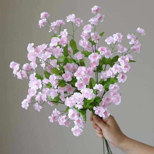 KIJING 6 flores artificiales Forget-Me-Not, tallos florales artificiales para arreglos de seda, ramo de jarrón de boda para decoración del hogar (rosa)