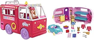 Barbie Chelsea Fire Truck Playset & Chelsea Doll - Fold Out Vehicle with Ladder and Hose - 15+ Accessories & Stickers - 6" Doll - Gift For Kids 3+