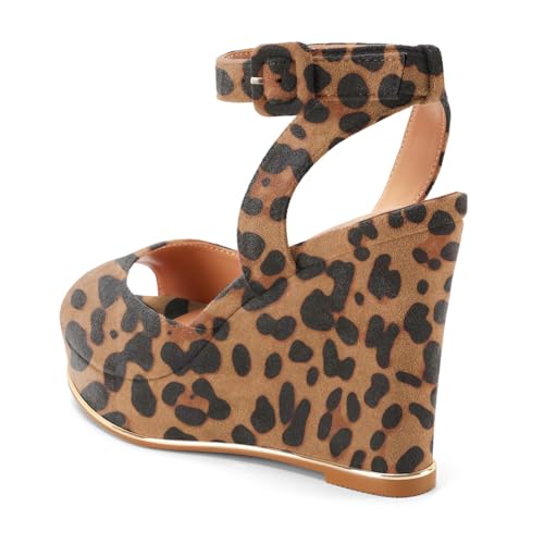 Image of Women's Dressy Platform Wedge Sandals Gold Wedges Peep Toe Patent High Heels Slingback Heeled Comfortable Ankle Strap Shoes