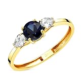 Inmaculada Romero IR Sortija Oro Amarillo 18k Diamantes Laboratorio Talla Pera y Zafiro 5mm. 0,63 qt. 0,29qt. VS2-E