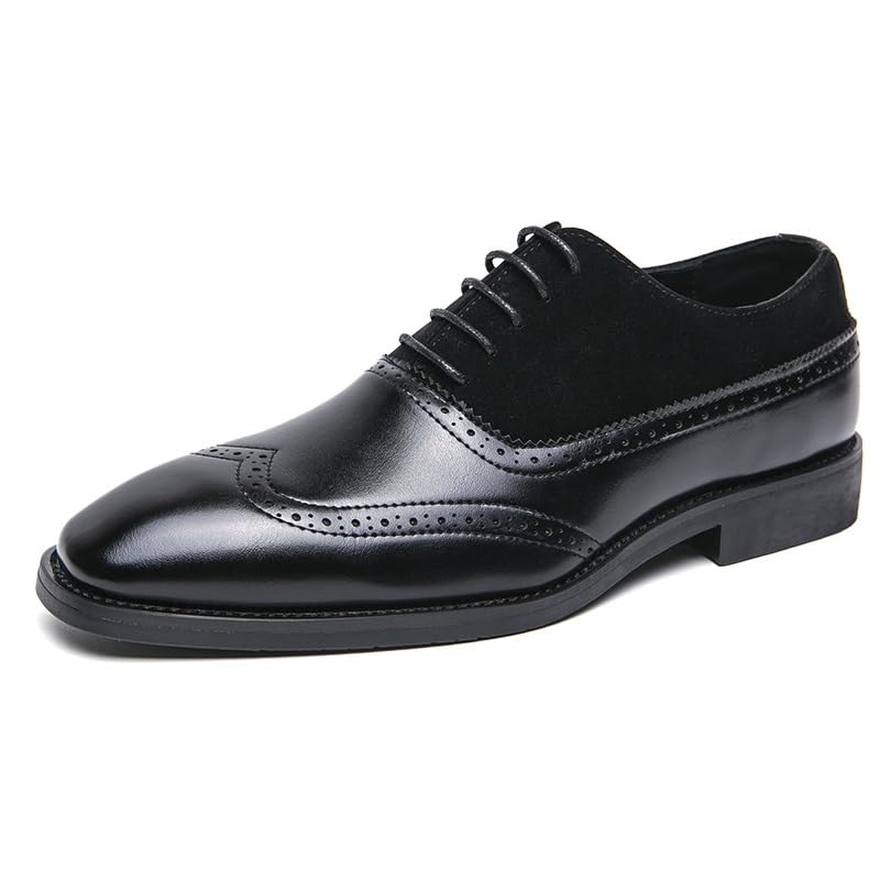 Chaussures de luxe habillées avec bout d'aile patchwork en cuir de nubuck supérieur