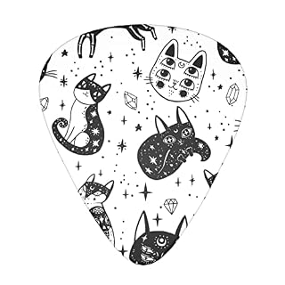 Witch’s Cat Lot de 12 médiators fins et épais pour guitares acoustiques électriques et basses Motif sans couture - Les Beatles, Paul McCartney, John Lennon, RIngo Starr, George Harrison