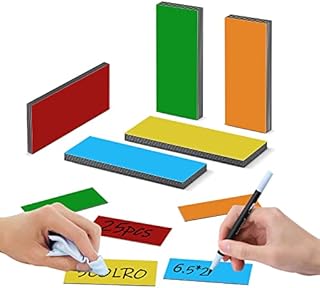 Vicloon Magnetic Dry Erase Labels, 25 Pack Magnetic Label Stickers WhiteBoard Magnet Strips Colorful Magnetic Planning Labels for Classroom, Whiteboard, Refrigerator (65 x 25 mm)