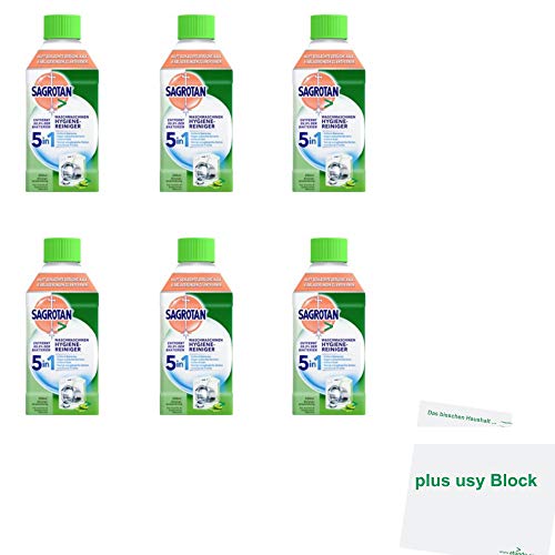 Preisvergleich Produktbild Sagrotan 5in1 Waschmaschinen-Hygienereiniger Maxipack (6x250ml Flasche) + usy Block