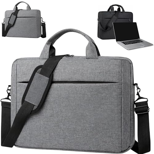 Pasta para Notebook até 15.6'' Impermeável com Bolso Frontal | Bolsa Executiva Unissex Com Alça de Mão e Ombro | Ideal Para Trabalho, Faculdade e Viagem - Cor Preta (Cinza)