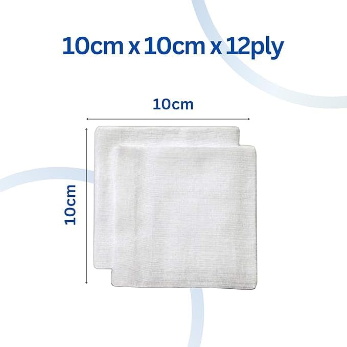 Image of MEDISWAB Sterile Gauze Swab, 10 cm x 10 cm, 12 Ply | 50 Pieces in 10 Pouches (5 per Pouch)