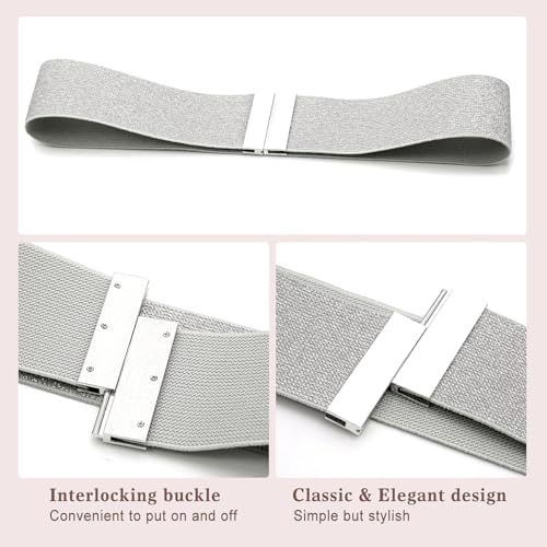 Chamqueen Wide Elastic Stretch Waist Belts Women Waistband Dress Vintage Belt3