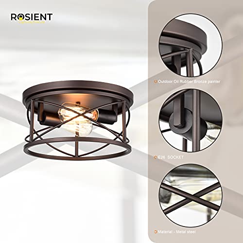 Rosient Industrial Flush Mount Lights, Farmhouse Close To Ceiling Flush Mount Lighting, 2-Light Flush Mount Ceiling Lighting Fixture  thumb #3