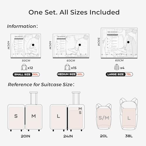 15-Pk VOLLYC Travel Vacuum Bags w/ Rechargeable Air Pump - image 7