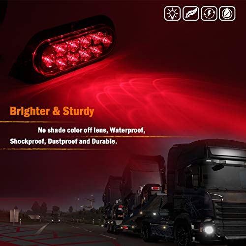 Meerkatt 6 Inch Oval Red Led Sealed Tail Lights Side Marker Clearance Lamp Brake Stop Rear Tail Bulb Waterproof Button Trailer Da12 #TOP6