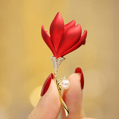 Image of Red Rose Flower Brooches and Pins for Women Costume Jewelry Brooch Pins Broches Jewelry for Women Elegant Lady Pin