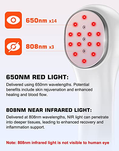 Holsn Red Light Therapy Device, Near Infrared Light Therapy For Pain Relief, Joint, Muscle & Tissue, Red Light Therapy For Body 14Pcs X 650Nm + 3Pcs X 808Nm #TOP3