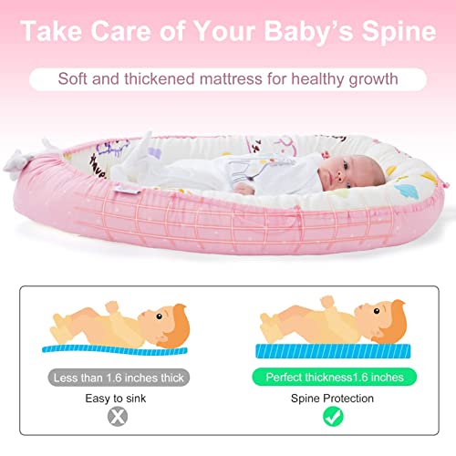 Baby Lounger For Newborn Cover - Newborn Lounger For 0-12 Months, Breathable & Portable Infant Lounger - Adjustable Cotton Soft Baby Floor Seat For Travel, Baby Essentials - Baby Registry Search(Bear) #TOP3