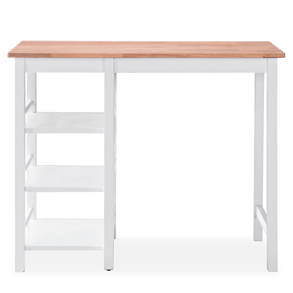 Juego de 3 barras de madera de DM y madera de caucho blanco, compacto con mesa de bar de 108 x 48 x 90,8 cm y 2 taburetes ergonómicos, juego de muebles para comedor y salón