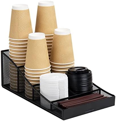 Mind Reader COMP7MESH Trove Coffee Condiment Organizer, 8.5 x 14.5 x 5.25, Black Metal Mesh