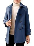 Haloumoning Boys Kids Pea Coat Double Breasted Dress Coats Notched Collar Winter Jackets 5-14 Years