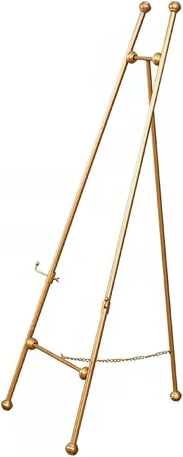 Supporto per pittura, 120/150 cm di altezza, regolabile, cavalletto artistico portatile per adulti, robusto cavalletto pieghevole in metallo, per matrimoni, mostre, oro (120 cm)