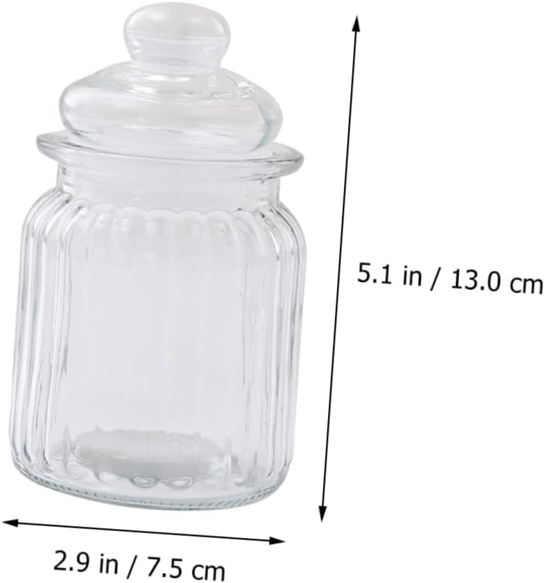 PRETYZOOM 4pcs Glass Storage Jars Food Prep Containers Canning Jars under Cabinet Storage Pantry Boxes Lids
