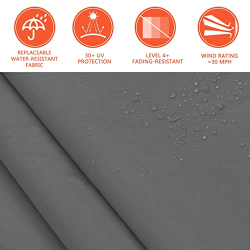 VEIKOU 10\' x 12\' Awnings for Patio, Retractable Awning with Adjustable Canopy, Aluminum Frame, Manual Patio Awning Sun Shade Shelter for Window, Door, Deck, Garden, Gray